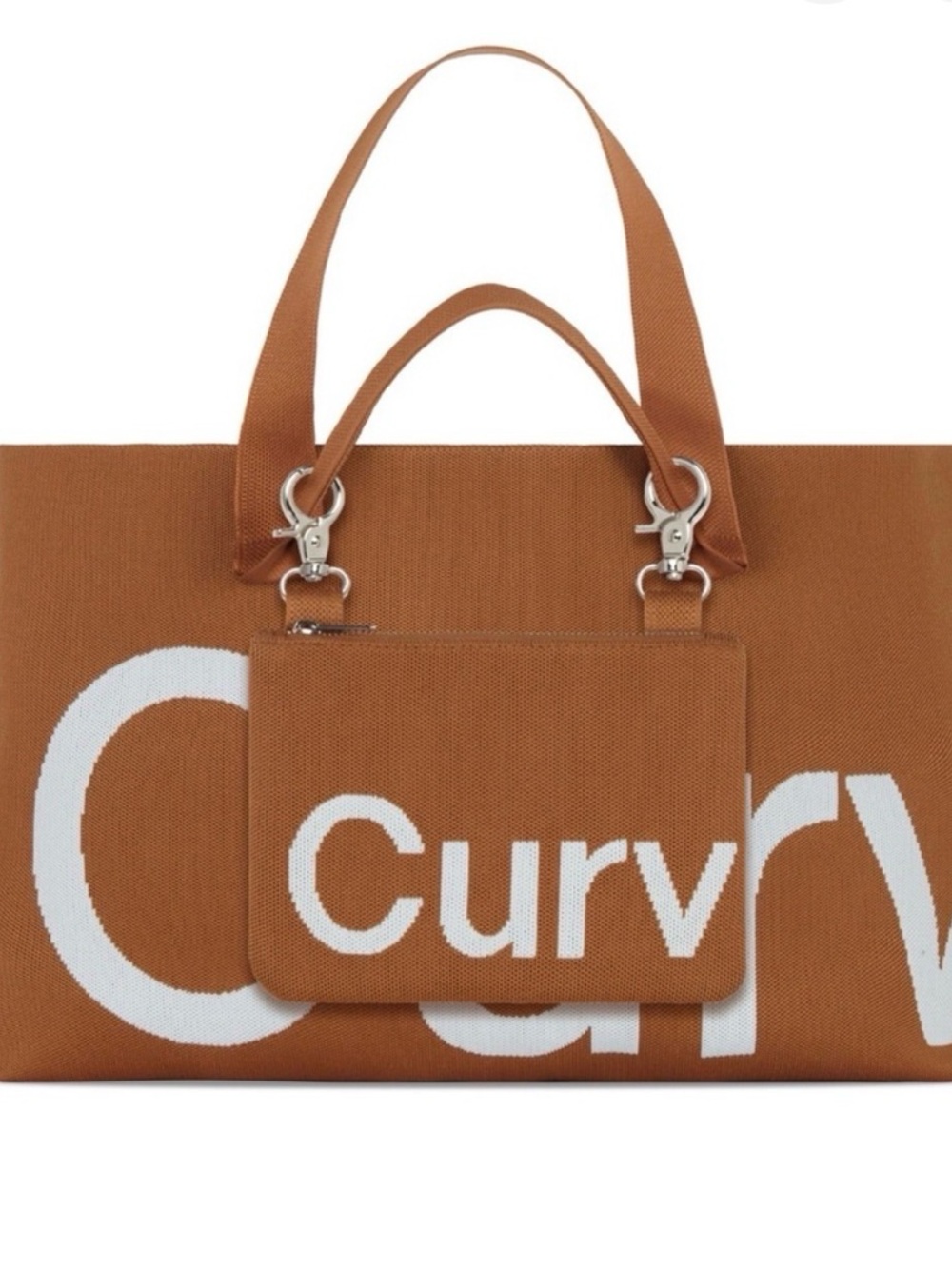 CURVES by Sean Brown Knit Tote Bag with Detachable Mini Bag  (CINNAMON)